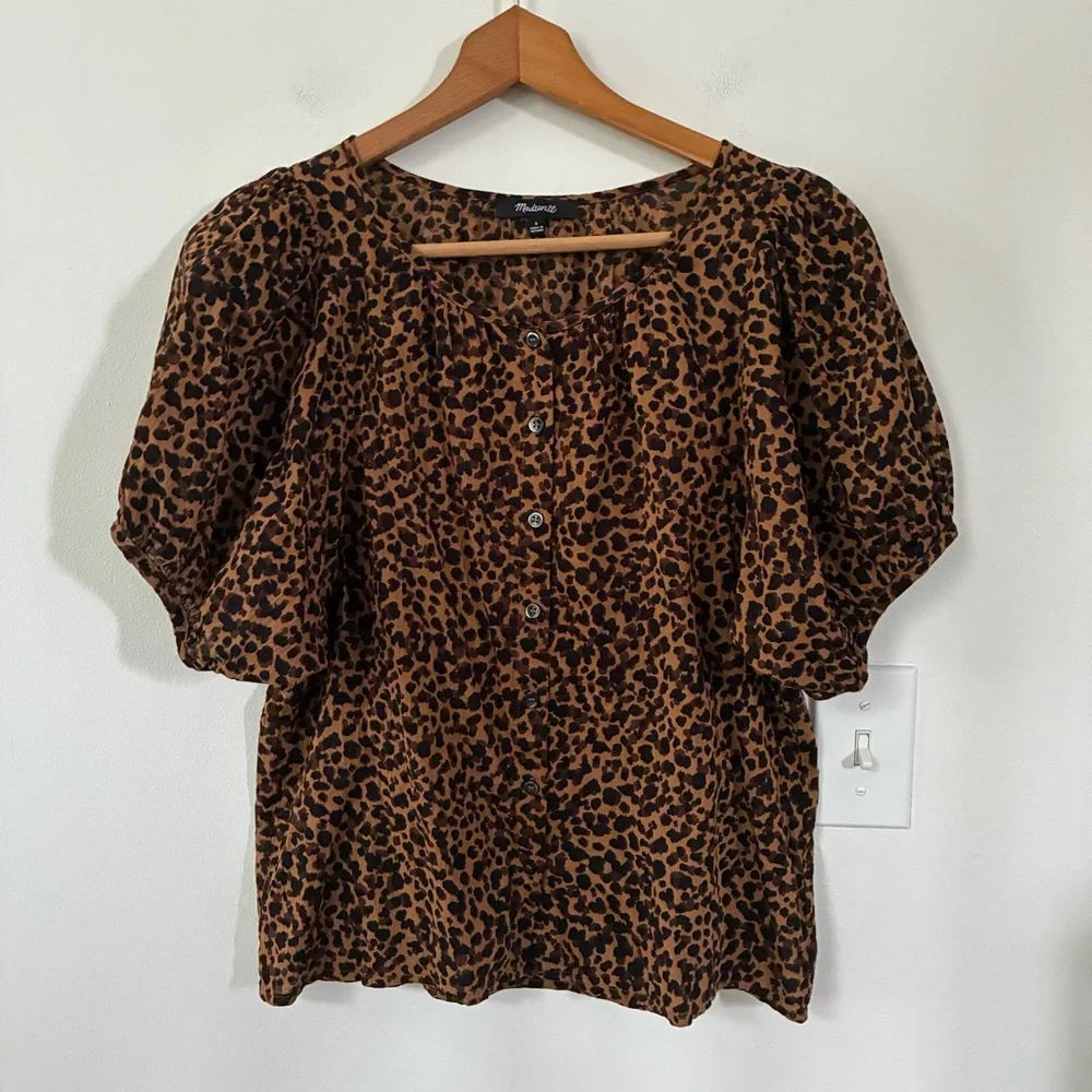 Madewell Leopard Puff Sleeve Blouse
